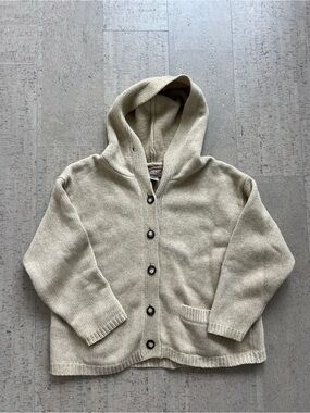 Vintage Abercrombie & Fitch Hooded Lambswool Cardigan Sweater Womens M Cream